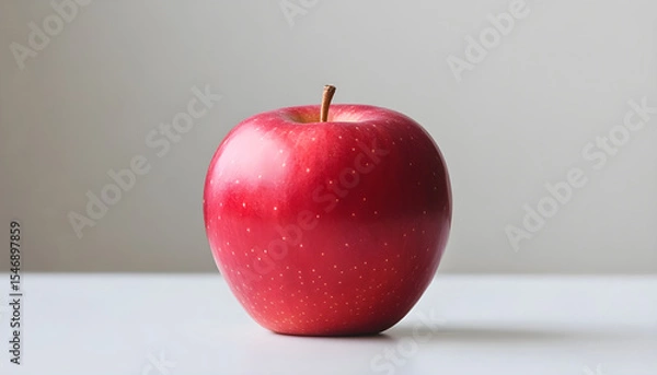 Obraz red apple on a white table background slowly rotating in circular mtion