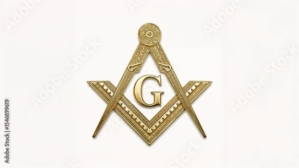 Obraz Gold masonic emblem on white background
