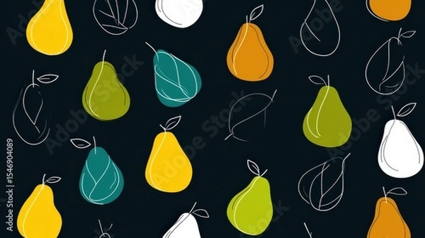 Fototapeta Minimalist Pear Pattern Seamless Vector Wallpaper Design