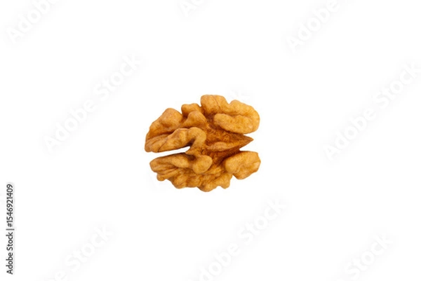 Obraz Single walnut kernel – PNG, top view, isolated on transparent background