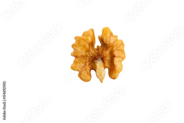 Obraz Single walnut kernel – PNG, top view, isolated on transparent background