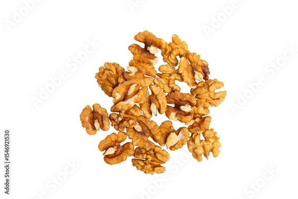 Obraz Many walnut halves – PNG, top view, isolated on transparent background