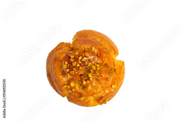 Obraz Caramel pistachio puff – PNG, top view, isolated on transparent background