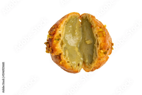 Obraz Pistachio cream puff – PNG, top view, isolated on transparent background