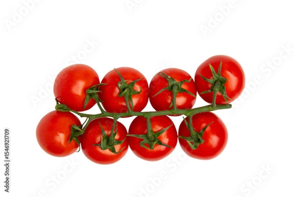 Obraz Cherry tomatoes on vine – PNG, top view, isolated on transparent background
