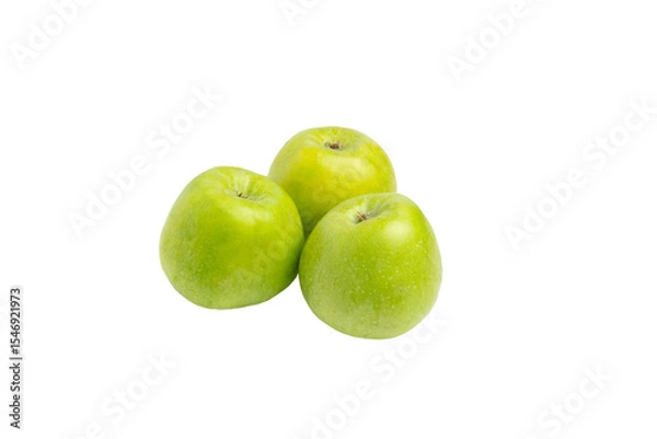 Obraz Three green apples – PNG, front view, isolated on transparent background