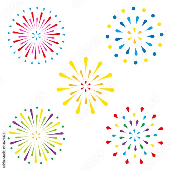 Obraz カラフルな打ち上げ花火のベクターイラストセット