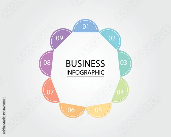 Obraz Business Infographic modern design template for banners and infographics for 9 half circle step