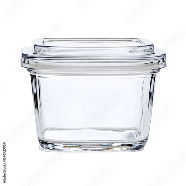 Fototapeta Transparent glass container with a lid, ideal for food storage or preservation. Clear and simple design.