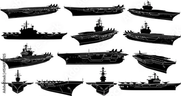 Obraz Aircraft Carrier Silhouette Vector Illustration Bundle

