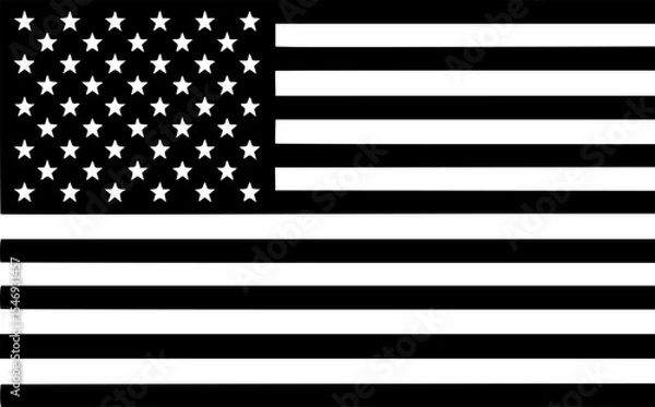Obraz American Flag line art Vector Illustration Black silhouette
