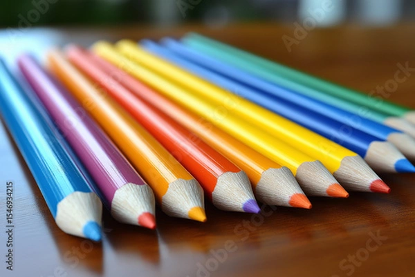 Fototapeta A collection of vibrant, colorful pencils are on display.