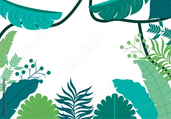 Fototapeta Beautiful flat design Tropical Leaf Border