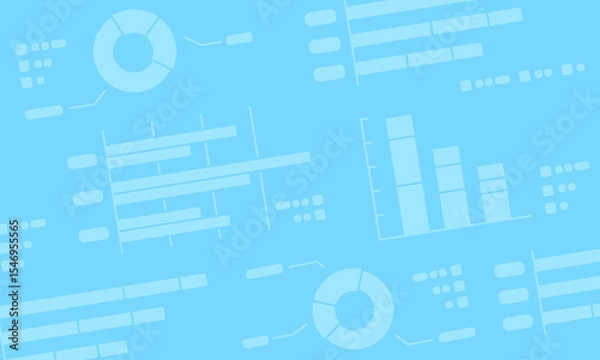 Obraz 円グラフと棒グラフのイラストが並ぶ背景素材