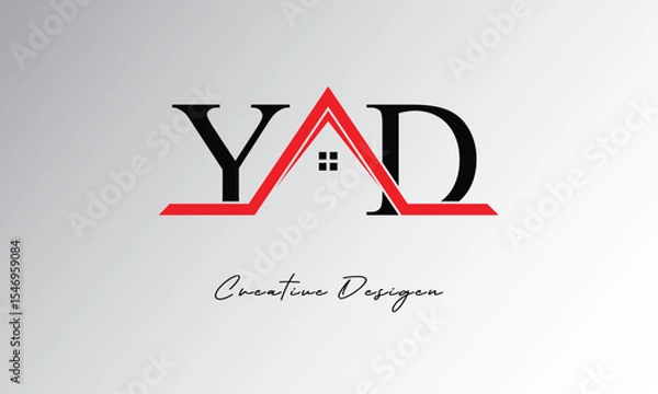 Fototapeta YD Letter House Logo – Creative Real Estate Monogram Design with Roof Shape & Home Symbol for Architecture, Property & Modern Branding Identity