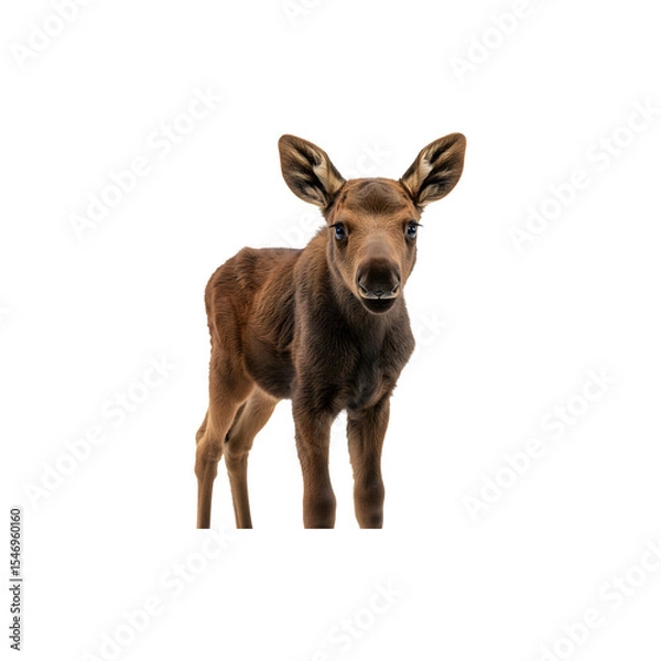 Obraz Young moose calf standing and looking ahead.