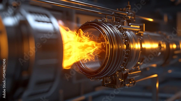 Fototapeta A large, glowing tube with a flame shooting out of it