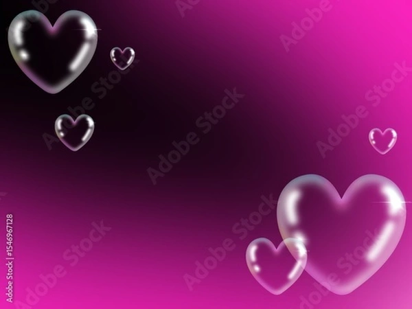 Obraz Pink black with bubbles heart shaped 