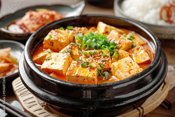 Obraz generative ai,맛있는 한국 음식 두부 김치찌개