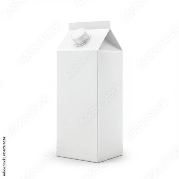 Fototapeta Blank milk carton isolated on white background for branding and packaging