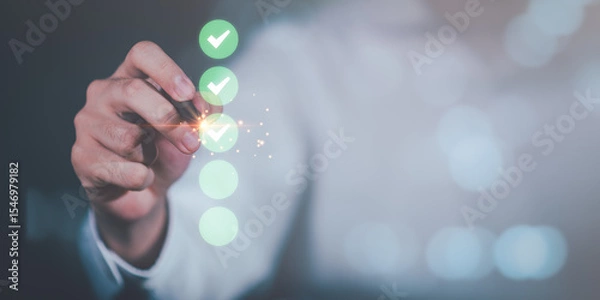 Fototapeta operator makes mark on survey topic ,Auditing and evaluating quality and efficiency of personnel ,checkbox to conduct opinion and quality surveys or satisfaction ,answering questionnaires