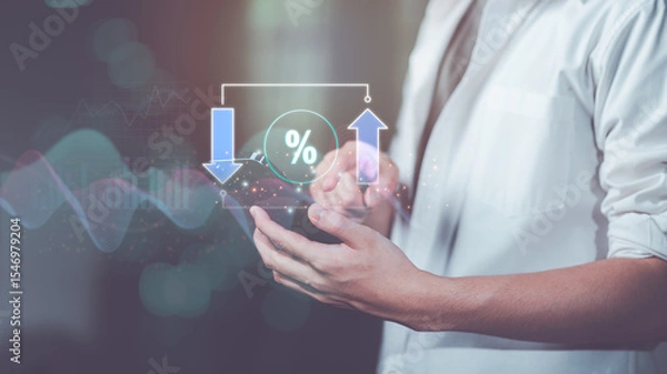 Fototapeta concept interest rates and dividends ,investment growth percentage and interest on deposits ,increase in interest rates ,Retirement returns ,increase of business profits,finance and investment