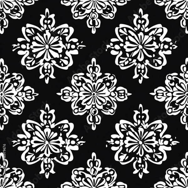 Fototapeta Seamless tile patterns combining cultural, modern, and botanical inspirations for commercial vector.