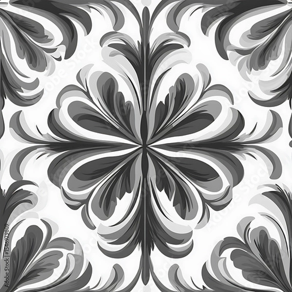 Fototapeta Seamless tile patterns combining cultural, modern, and botanical inspirations for commercial vector.