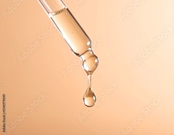 Obraz 투명의 스포이드에서 액체가 떨어지는 사진 Photo of liquid dripping from a transparent dropper
