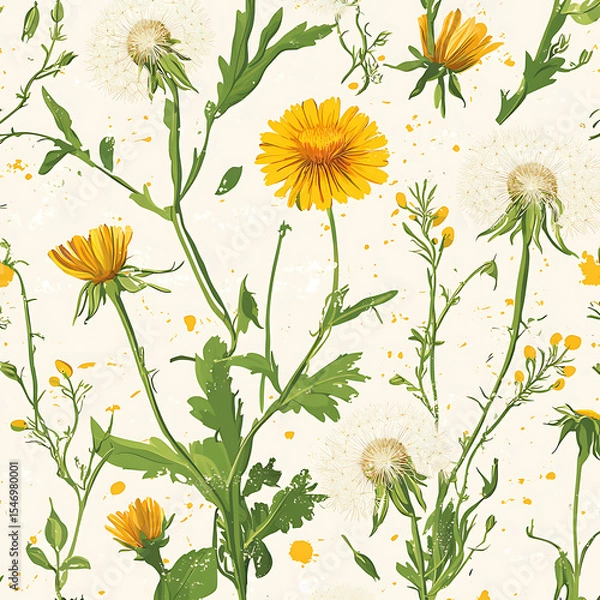 Fototapeta Seamless tile patterns combining cultural, modern, and botanical inspirations for commercial vector.