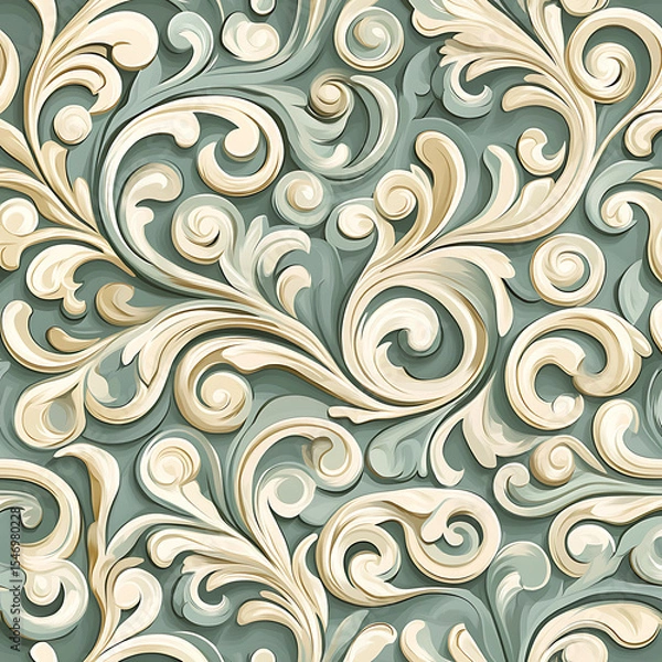 Fototapeta Seamless tile patterns combining cultural, modern, and botanical inspirations for commercial vector.
