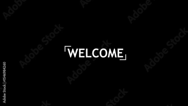 Fototapeta Welcome text graphic in white on a clean black background offering a simple and modern greeting for design