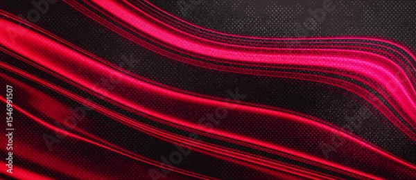 Fototapeta Modern abstract illustration with dynamic red flowing lines on a dark textured background. Perfect for digital themes and graphic projects.