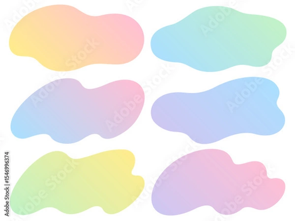 Fototapeta カラフルなグラデーションのゆるやかな形の横長フレームセット