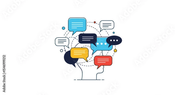 Fototapeta Abstract vector illustration depicting communication and exchange of information through digital channels