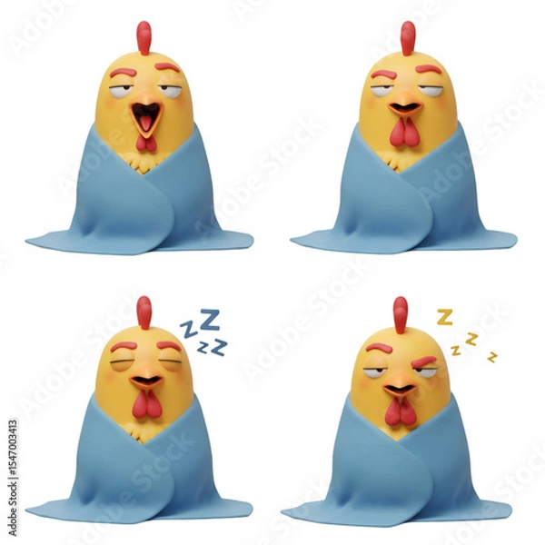 Obraz Sleepy Blue Gray Chickens