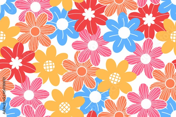 Fototapeta Seamless flower patterns design for all types of print textiles and backgrounds.