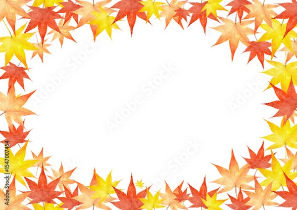 Fototapeta 紅葉　モミジの葉　水彩　秋　イラスト