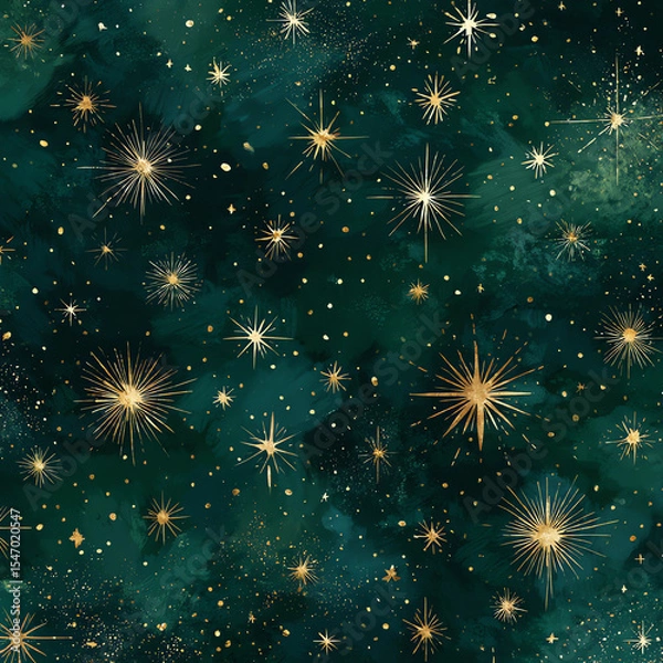 Obraz A green background with gold stars