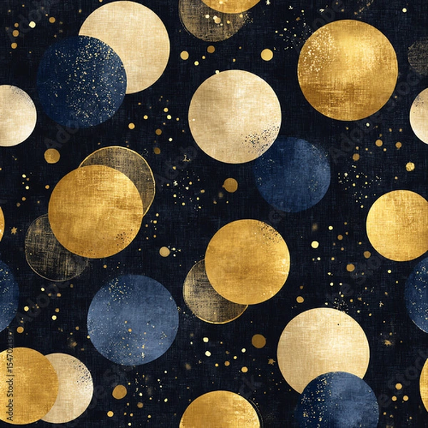 Obraz A pattern of gold and blue circles with stars