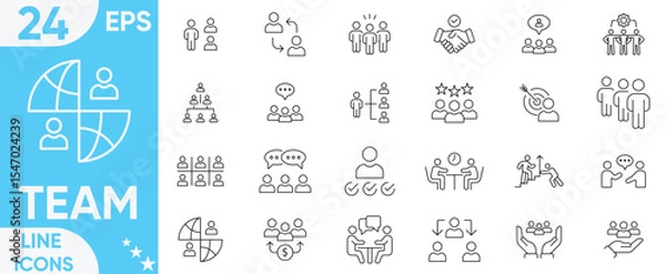 Obraz Team icon set.team working, collaboration, leadership, idea, presentation, project management, office, concepts, and more.Vector and illustrator set.