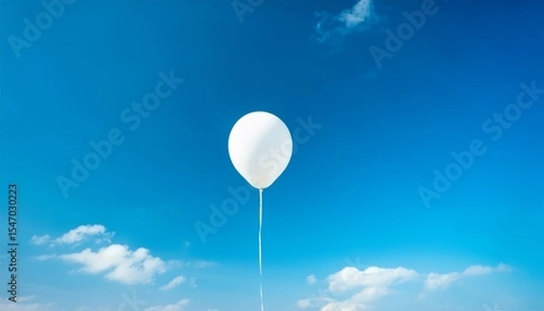 Fototapeta a single white balloon floats gently against a soft light blue sky the simple elegance creates a serene and peaceful mood