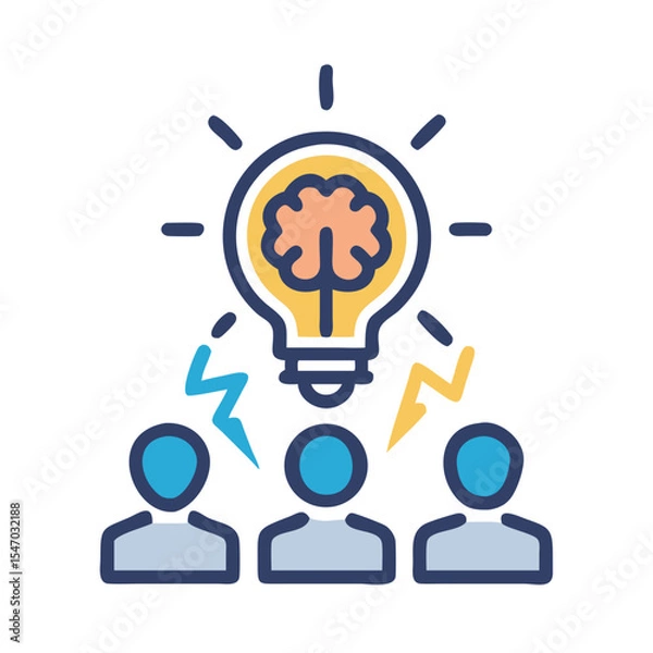 Fototapeta Creative brainstorming teamwork idea generation concept for business solutions
