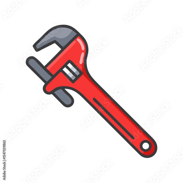 Fototapeta Red and gray adjustable wrench isolated on black background