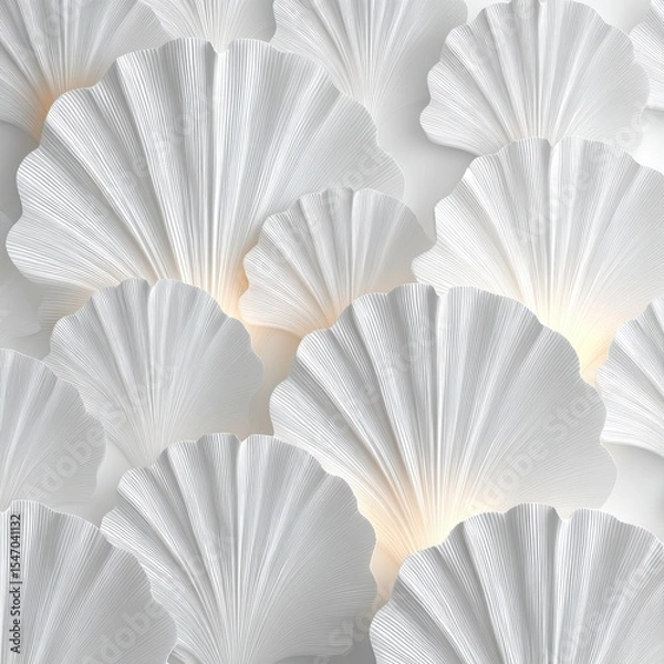 Fototapeta Elegant White Shell Pattern Background   Seamless Texture   High Resolution  Abstract Desi