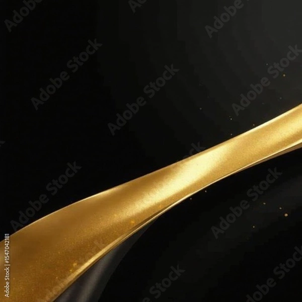 Fototapeta Abstract black gold curve, dynamic luxury background , wave, border