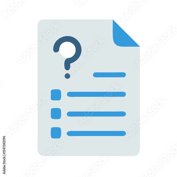 Fototapeta Unanswered question in document list format on black background