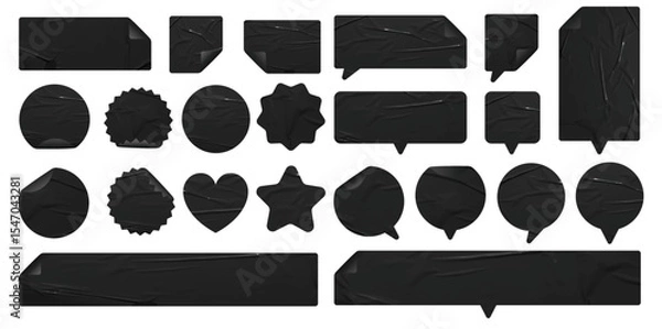 Obraz Vector Black Stickers labels tags of different shapes creative design