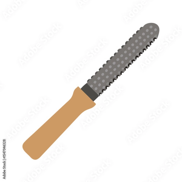 Fototapeta Illustration of a rasp tool with handle on black backdrop