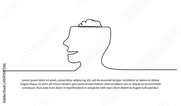 Obraz One line mental opens the mind. Abstract minimal continuous line.
